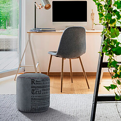 WOMO-DESIGN Pouf rond anthracite design St. Louis tabouret en toile/coton 42 cm