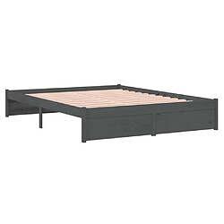 Avis vidaXL Cadre de lit sans matelas gris bois massif 135x190 cm