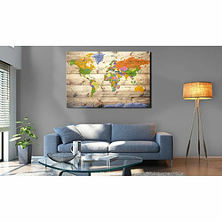 Paris Prix Tableau Imprimé Map on Wood : Colourful Travels 40 x 60 cm