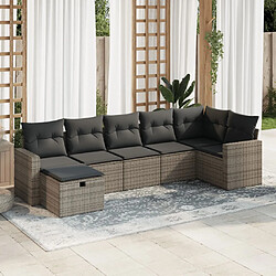 vidaXL Salon de jardin avec coussins 7 pcs gris résine tressée