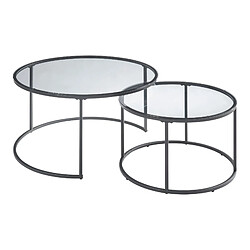 Helloshop26 Set de 2 tables basses rondes gigognes en verre fumé 03_0008364 