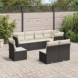 Maison Chic Salon de jardin 8 pcs avec coussins | Ensemble de Table et chaises | Mobilier d'Extérieur noir résine tressée -GKD38645