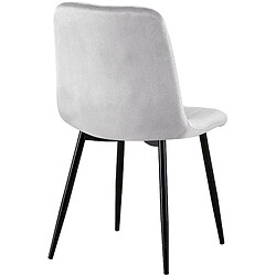 Decoshop26 Lot de 4 chaises de salle à manger couture décorative vertical assise en velours gris et pieds en métal noir 10_0001865 pas cher