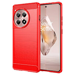 Htdmobiles Coque pour OnePlus 12R 5G - housse etui silicone gel carbone + film ecran - ROUGE