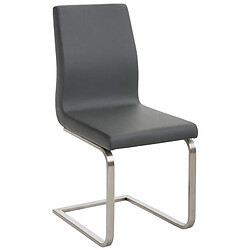 Decoshop26 Lot de 2 chaises de salle à manger cuisine salle d'attente en PVC gris et pied en forme luge acier inoxydable 10_0001597