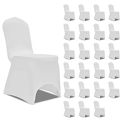 vidaXL Housses élastiques de chaise Blanc 24 pcs