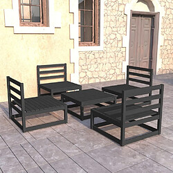 Maison Chic Salon de jardin 5 pcs - Table et chaises d'extérieur - Mobilier/Meubles de jardin Moderne noir bois de pin massif -MN81481