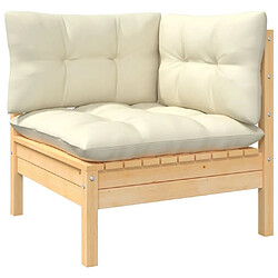 Avis Maison Chic Salon de jardin 10 pcs + coussins - Mobilier/Meubles de jardin - Table et chaises d'extérieur crème Bois de pin -MN18420