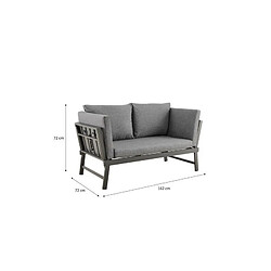 Vente-Unique Banquette multifonctions en alumium avec coussins - 2 personnes - Gris fonce pas cher