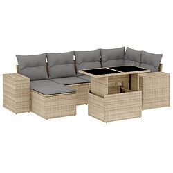 vidaXL Salon de jardin avec coussins 7 pcs beige résine tressée