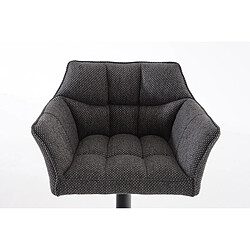 Decoshop26 Tabouret de bar chaise haute de comptoir couture carrées assise en tissu gris titane cadre en métal noir 10_0004699 pas cher