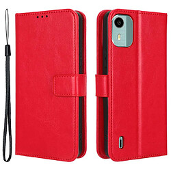 Htdmobiles Housse pour Nokia C12 / C12 Pro / C12 Plus - etui coque pochette portefeuille + verre trempe - ROUGE