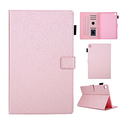 Etui en PU lignes de grain rose avec support et porte-cartes pour votre Samsung Galaxy Tab S5e SM-T720