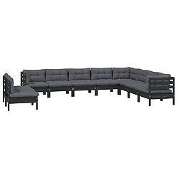 Avis Maison Chic Salon de jardin 10 pcs + coussins - Mobilier/Meubles de jardin - Table et chaises d'extérieur Noir Bois de pin solide -MN17635