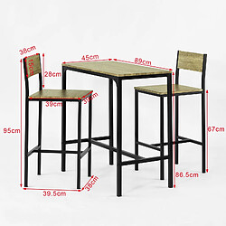 Avis SoBuy OGT03-N Ensemble table de bar + 2 chaises,Table haute cuisine