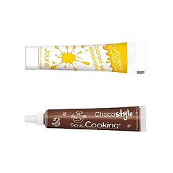 Scrapcooking Stylo chocolat + Gel colorant alimentaire jaune