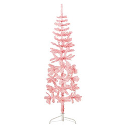 vidaXL Demi sapin de Noël artificiel mince avec support Rose 120 cm