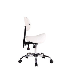 Decoshop26 Tabouret de travail avec assise en forme de selle cheval ajustable et pivotant PVC blanc TABO10073/2