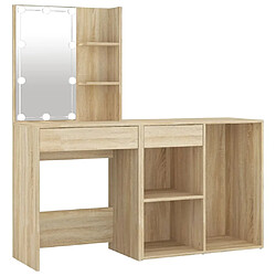 Helloshop26 Coiffeuse à led avec armoire 60 x 40 x 140 cm bois d'ingénierie beige 02_0006239