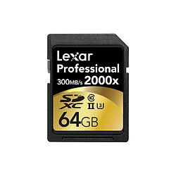 LEXAR Carte SDXC 64 Go 2000X Pro 300 Mo/s UHS-II U3 + lecteur de carte USB 3