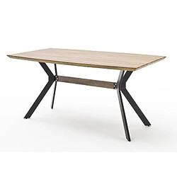 Pegane Table à manger rectangulaire finition chêne sauvage - L.160 x H.76 x P.90 cm