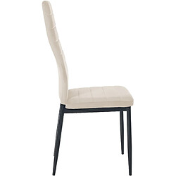 Avis Decoshop26 Lot de 6 chaises de salle à manger design simple en tissu velours avec couture crème cadre en métal noir CDS10290