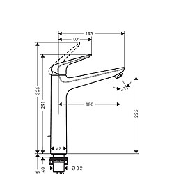 Hansgrohe - Mitigeur de lavabo 230 Novus avec tirette et vidage finition chromé