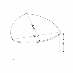 Helloshop26 Table basse triangulaire 40 x 90 x 89 cm effet noyer / noir 03_0008517