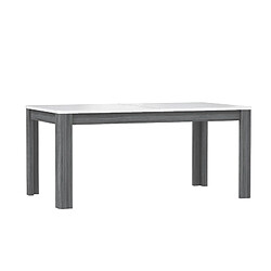 Meubletmoi Table de repas extensible 160/206 plateau blanc laqué et pieds gris - ALEXIANE