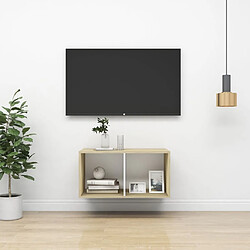 vidaXL Meuble TV mural Chêne sonoma et blanc Bois d’ingénierie