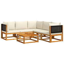 vidaXL Salon de jardin avec coussins 6 pcs bois d'acacia solide