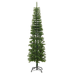 vidaXL Sapin de Noël artificiel mince avec support 210 cm PE