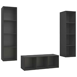 Maison Chic Ensemble de meubles TV 3 pcs pour salon - Gris Aggloméré -MN83277