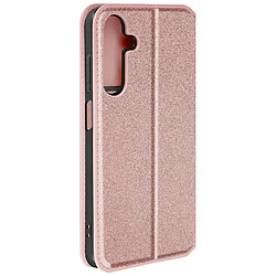 Avizar Étui pour Samsung Galaxy A15 Porte-carte Support Vidéo Rose Champagne