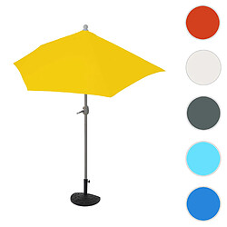 Mendler Parasol demi-rond Parla, demi-parasol balcon, UV 50+ polyester/alu 3kg ~ 300cm jaune avec support