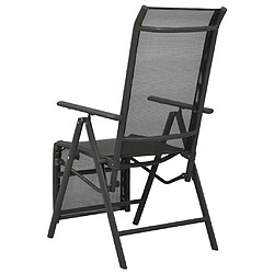 Maison Chic Lot de 2 Chaises inclinables de jardin - Fauteuil d'extérieur Textilène et aluminium Noir -MN35562 pas cher