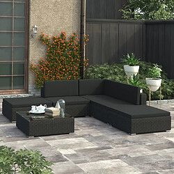 vidaXL Salon de jardin 6 pcs avec coussins Résine tressée Noir