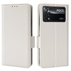 Etui en PU texture litchi, fermeture magnétique avec support, blanc pour votre Xiaomi Poco X4 Pro 5G