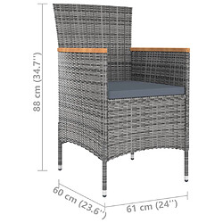 vidaXL Chaises à manger de jardin lot de 4 Résine tressée Gris pas cher