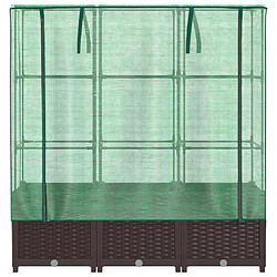 Avis vidaXL Jardinière surélevée avec housse aspect rotin 120x40x138 cm