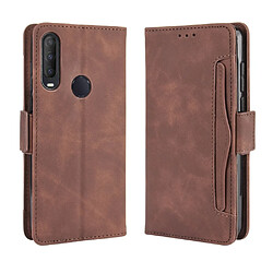 Etui en PU spécial avec plusieurs porte-cartes marron pour votre Alcatel 1S/1V/3L (2020)