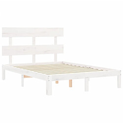 Acheter Vidaxl Cadre de lit avec tête de lit blanc 140x190 cm bois massif