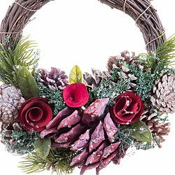 Avis BigBuy Christmas Couronne de Noël Rouge Multicouleur Rotin Plastique Foam Ananas 24 x 22 x 8 cm