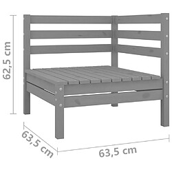 vidaXL Canapé à 2 places de jardin Gris Bois de pin solide pas cher