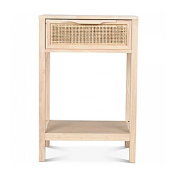 Avis Wadiga Table de Chevet Bois 1 Tiroir Cannage Rotin - Longueur 40cm