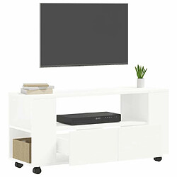 Acheter Maison Chic Meuble TV scandinave - Banc TV pour salon blanc 102x34,5x43 cm bois d'ingénierie -MN28692