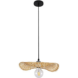 ICONIK INTERIOR Lustre de plafond en bambou - Suspension de style Boho Bali - Noila Bois naturel