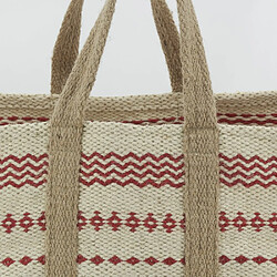 Avis Aubry Gaspard Sac à bûches en jute naturel et teinté naturel et rouge.