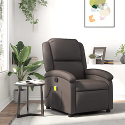 vidaXL Fauteuil inclinable de massage marron foncé cuir véritable