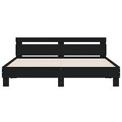 Maison Chic Cadre/structure de lit avec tête de lit pour adulte - Lit Moderne Chambre noir 160x200 cm bois d'ingénierie -MN26999 pas cher